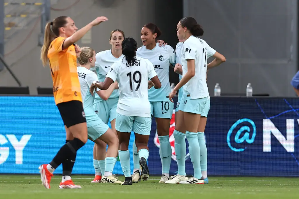 lynn williams of gotham fc celebrates after scoring an nwsl goal