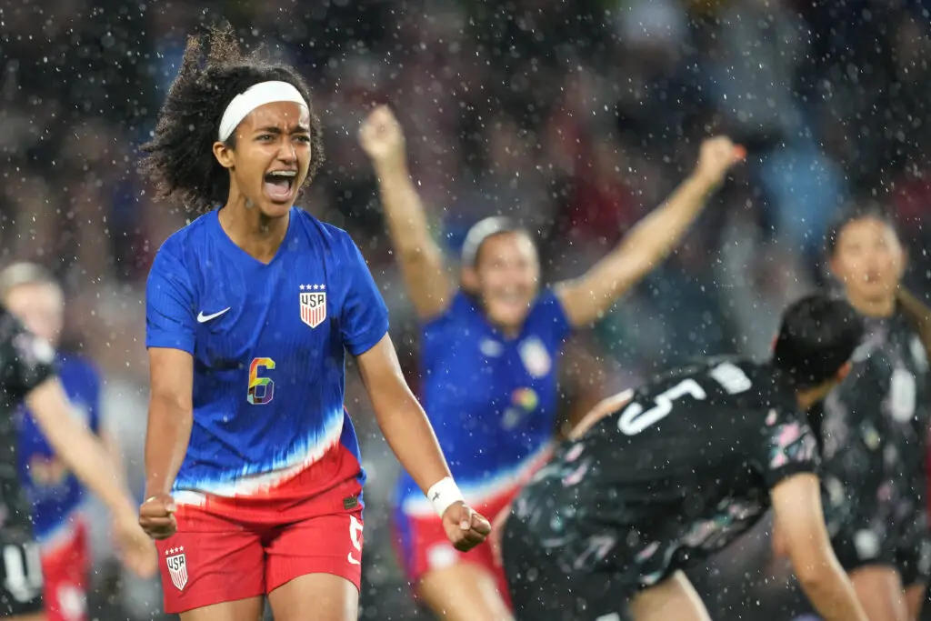 uswnt midfielder lily yohannes celebrating a goal