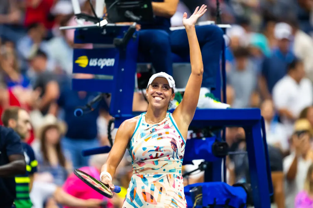 US tennis star Madison Keys celebrates her 2023 US Open fourth-round win.