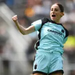 Gotham forward Esther celebrates a goal during a 2025 NWSL match.