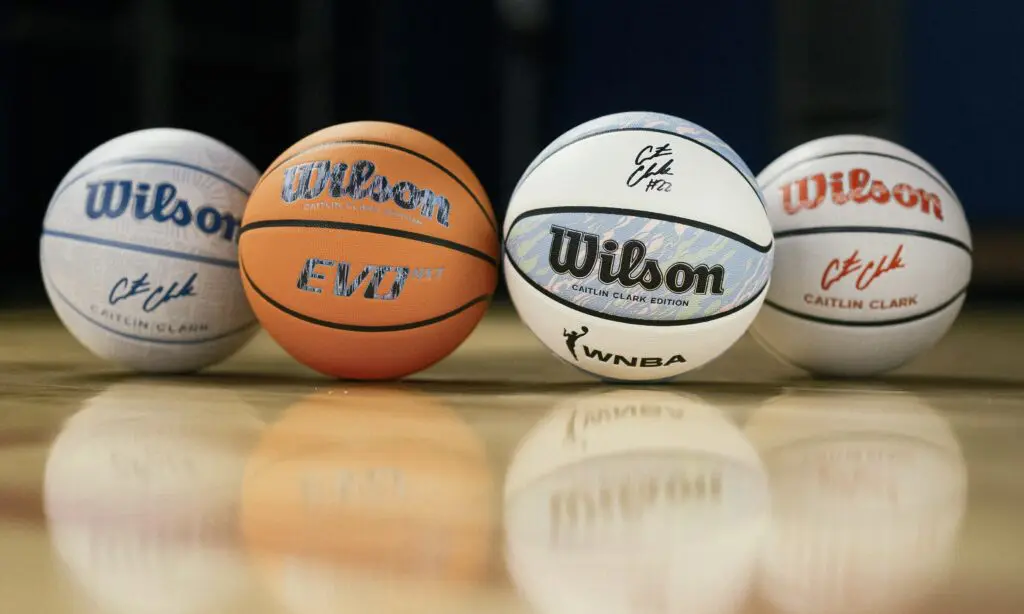 The four Wilson basketballs designed by Caitlin Clark.