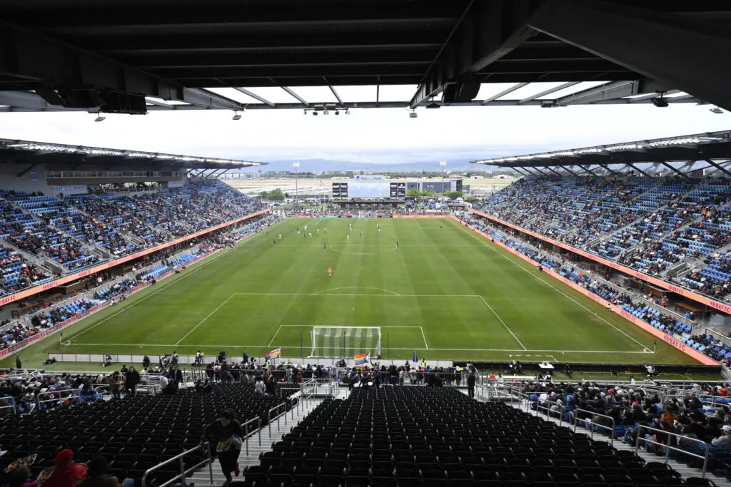 View of PayPal Park during a 2025 NWSL match.