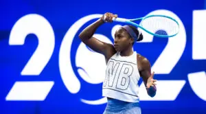 US tennis star Coco Gauff practices ahead of the 2025 China Open.