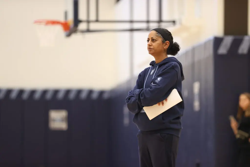 Memphis Grizzlies assistant coach Sonia Raman looks on during a 2023 NBA practice.