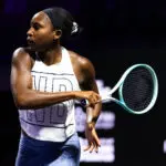 US tennis star Coco Gauff practices ahead of the 2025 WTA Finals.