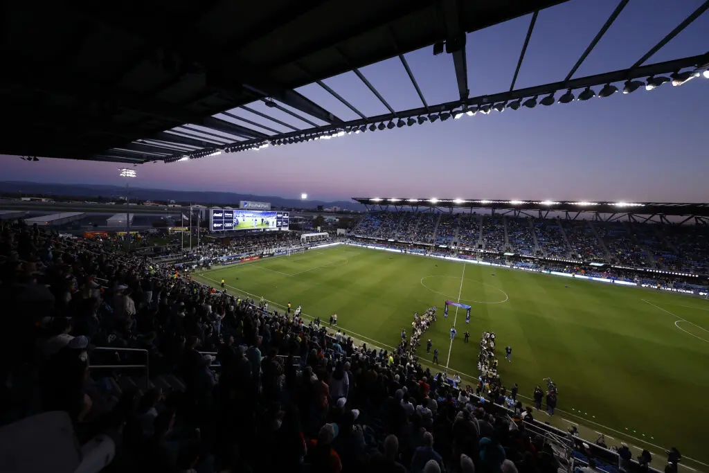 General view of San Jose's PayPal Park shortly before kickoff at the 2025 NWSL Championship match.