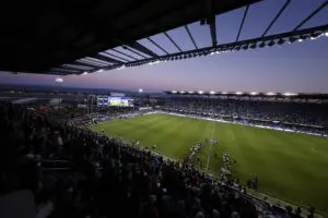 General view of San Jose's PayPal Park shortly before kickoff at the 2025 NWSL Championship match.