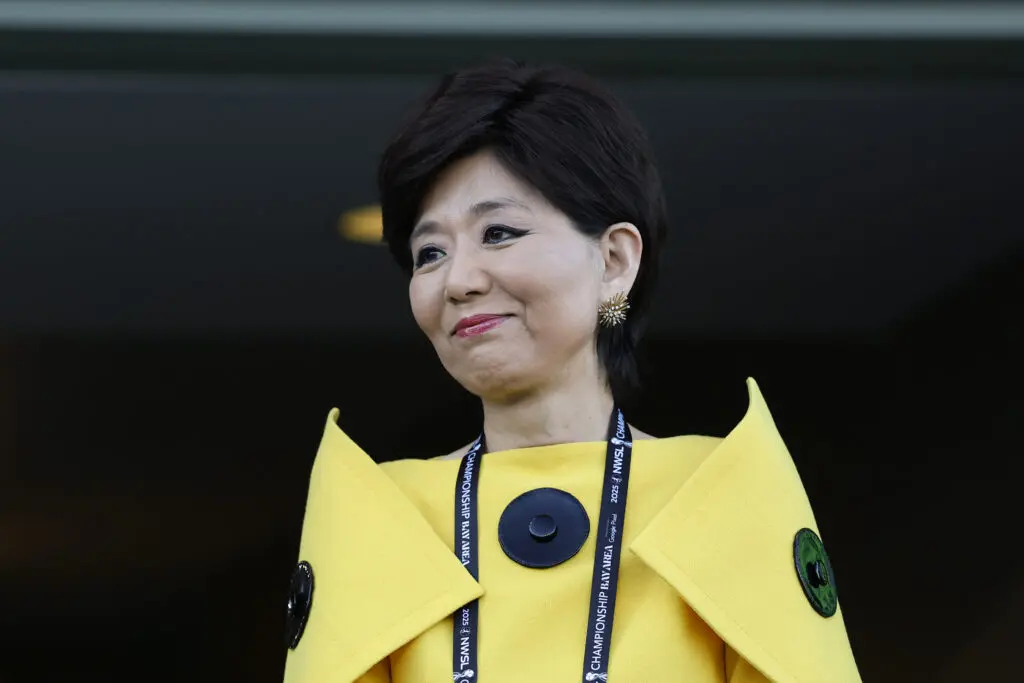 Washington Spirit owner Michele Kang looks on before the 2025 NWSL Championship.