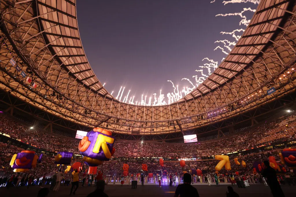Fireworks light up Lusail Stadium in Qatar during the closing ceremony of the 2022 Men's World Cup.