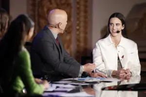 Indiana Fever star Caitlin Clark speaks to ESPN during the 2024 WNBA Draft.