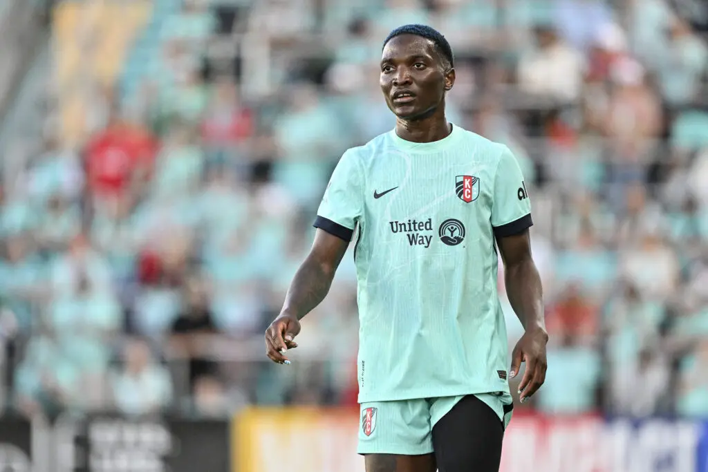Kansas City Current striker Temwa Chawinga looks across the pitch during a 2025 NWSL match.