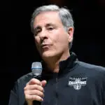 Chicago Sky owner Michael Alter speaks at a halftime ceremony during a 2025 WNBA game.