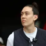 WNBA star Breanna Stewart looks on during a 2025 NWSL match.
