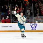 Seattle Torrent captain Hilary Knight waves to the crowd after a 2026 PWHL game.