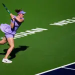 stralia competes against Jasmine Paolini of Italy in the fourth round on Day 7 of the BNP Paribas Open at Indian Wells Tennis Garden on March 10, 2026 in Indian Wells, California.