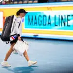 Iga Swiatek of Poland leaves the court after her defeat against Magda Linette of Poland during their first-round match on Day 3 of the Miami Open at Hard Rock Stadium in Miami Gardens, Florida, on March 19, 2026.