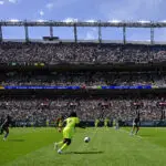 General view of 2026 NWSL expansion team Denver Summit FC's inaugural home match against the Washington Spirit at Mile High Stadium.