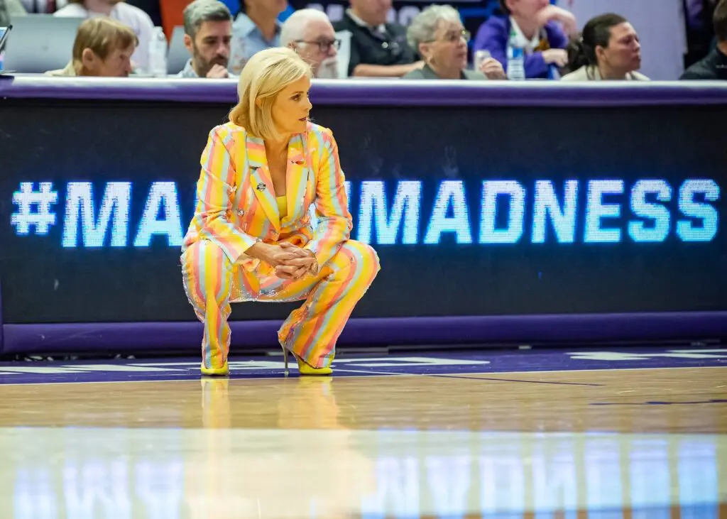Kim Mulkey during the second round of the 2024 NCAA Tournament in Baton Rouge.