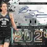 An autographed copy of the Breanna Stewart 2024 Panini WNBA trading card.
