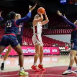 Chloe Spreen #2 of the Alabama Crimson Tide puts up a second half shot against the Columbus State Cougars at Coleman Coliseum on October 30, 2024 in Tuscaloosa, Alabama.