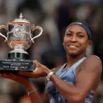 Coco Gauff of United States with the Coupe Suzanne Lenglen trophy after her victory over Aryna Sabalenka in the Women’s Singles Final match on Day Fourteen of the 2025 French Open at Roland Garros on June 07, 2025 in Paris, France.