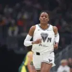 WNBA free agency signing Temi Fagbenle #14 of the Golden State Valkyries plays during the first quarter against the Seattle Storm at Climate Pledge Arena on September 09, 2025 in Seattle, Washington.