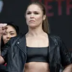 Ronda Rousey during a press conference at the Intuit Dome in Inglewood, CA, on Tuesday, March 10, 2026. The main event of Most Valuable Promotions card features main event former UFC champion Ronda Rousey (12-2) against MMA trailblazer Gina Carano (7-1) at the Intuit Dome in Inglewood, CA, on Saturday, May 16, 2026.