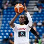 WNBA mock draft No. 1 pick Awa Fam of Spain warms up during the Women's World Cup 2026 Qualifier between Spain and USA at the Coliseo de Puerto Rico José Miguel Agrelot on March 17, 2026 in San Juan, Puerto Rico.