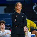 Head Basketball Coach Kim Caldwell of the Tennessee women's basketball looks on during the second half of the NCAA Women's Basketball Tournament first round game against the NC State Wolfpack at Crisler Arena on March 20, 2026 in Ann Arbor, Michigan ahead of the NCAA transfer portal.
