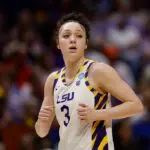 NCAA transfer portal player Bella Hines #3 of the LSU Tigers walks backcourt during the second half in the second round of the 2026 NCAA Women's Basketball Tournament.