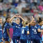 Lia Godfrey #22 of San Diego Wave FC celebrates after scoring the team's first goal during the NWSL match between San Diego Wave FC and Chicago Stars FC at Snapdragon Stadium on March 28, 2026 in San Diego, California.
