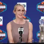 AP Coach of the Year, Shea Ralph of the Vanderbilt Commodores speaks during a press conference ahead of the 2026 NCAA Women's Basketball Tournament Final Four at Mortgage Matchup Center on April 02, 2026 in Phoenix, Arizona.