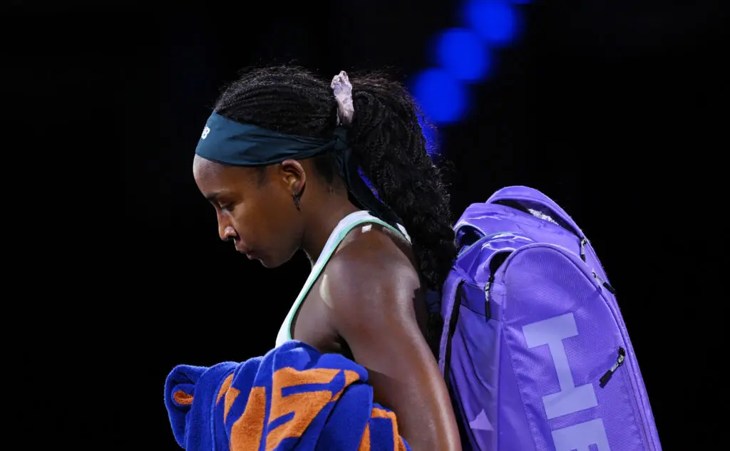 Coco Gauff leaves the 2026 stuttgart open center court after the match.