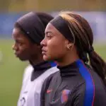 Jaedyn Shaw of the United States listens to her coaches during training at Providence Swedish Performance Center on April 13, 2026