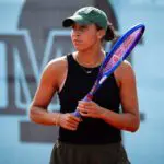 Madison Keys of the United States during practice on Day Four of the Mutua Madrid Open at La Caja Magica on April 23, 2026 in Madrid, Spain