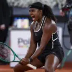 Hailey Baptiste of the United States celebrates the victory against Aryna Sabalenka during the Women's Singles quarter-final match on day nine during the Mutua Madrid Open 2026 tournament celebrated at La Caja Magica on April 28, 2026 in Madrid, Spain.