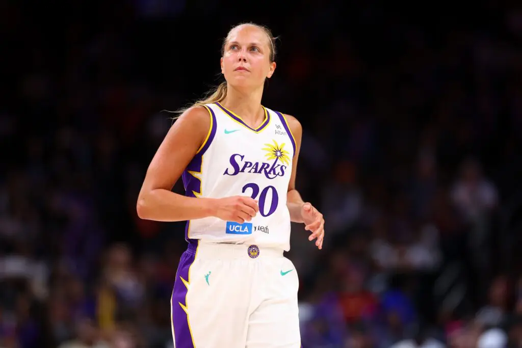 Toronto Tempo 2026 WNBA expansion draft pick Los Angeles Sparks guard Julie Allemand (20) against the Phoenix Mercury during a WNBA game at PHX Arena.