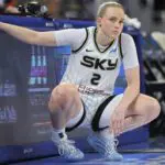 Hailey Van Lith #2 of the Chicago Sky looks on during the second half against the Seattle Storm on July 24, 2025 at Wintrust Arena in Chicago, Illinois.