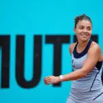 Italian Open champion Jasmine Paolini of Italy smiles against Hailey Baptiste of USA during the Mutua Madrid Open 2026, ATP Masters 1000 and WTA 1000, at La Caja Magica on April 25, 2026 in Madrid, Spain.