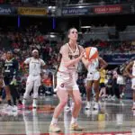 Caitlin Clark #22 of the Indiana Fever shoots a free throw during the game against the Dallas Wings during a 2026 preseason game on April 30, 2026 at Gainbridge Fieldhouse in Indianapolis, Indiana.
