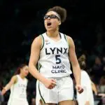 innesota Lynx celebrates against the Toronto Tempo in the fourth quarter of a preseason game at Target Center on May 01, 2026 in Minneapolis, Minnesota. The Lynx defeated the Tempo 73-66.