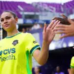 Trinity Rodman #2 of Washington Spirit enters the pitch prior to the NWSL match between Orlando Pride and Washington Spirit at Inter&Co Stadium on May 02, 2026 in Orlando, Florida ahead of Wave vs Spirit.