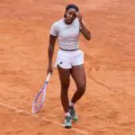 Coco Gauff of the United States looks on during a training session ahead of the Internazionali BNL D'Italia 2026 at Foro Italico on May 04, 2026 in Rome, Italy.
