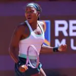 Coco Gauff of the United States celebrates during her single match against Iva Jovic of the United States during the Internazionali BNL D'Italia 2026 at Foro Italico on May 11, 2026 in Rome, Italy.