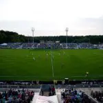 General view inside the stadium during the NWSL match between North Carolina Courage and Chicago Stars FC at First Horizon Stadium on May 16, 2026 in Cary, North Carolina ahead of US Soccer proposal for interleague soccer matches.