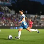 Mallory Swanson #9 of Chicago Stars FC controls the ball during the NWSL match between North Carolina Courage and Chicago Stars FC at First Horizon Stadium on May 16, 2026 in Cary, North Carolina.