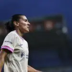 Kenza Dali #10 of the San Diego Wave FC walks towards the corner during the second half against the Houston Dash at Shell Energy Stadium on May 20, 2026 in Houston, Texas while honoring the san diego mosque shooting victims.