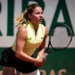 Maja Chwalinska of Poland in action against Elise Mertens of Belgium in the second round on Day Five of the 2026 French Open at Roland Garros on May 28, 2026 in Paris, France.