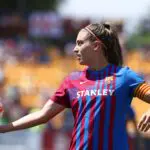 Alexia Putellas of FC Barcelona gestures during the Final of the spanish women cup, Copa de la Reina, football match played between FC Barcelona and Sporting Club de Huelva on May 29, 2022, in Alcorcon, Madrid Spain.