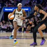 Chicago Sky forward Rickea Jackson (5) brings the ball down the court during the third quarter against the Golden State Valkyries at Chase Center.